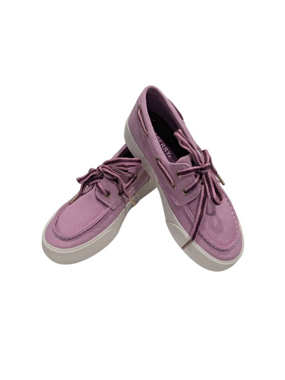 Sperry Mauve Pink Boat Shoes Women 3 Canvas Lace Up Memory Foam Casual - Picture 2 of 6